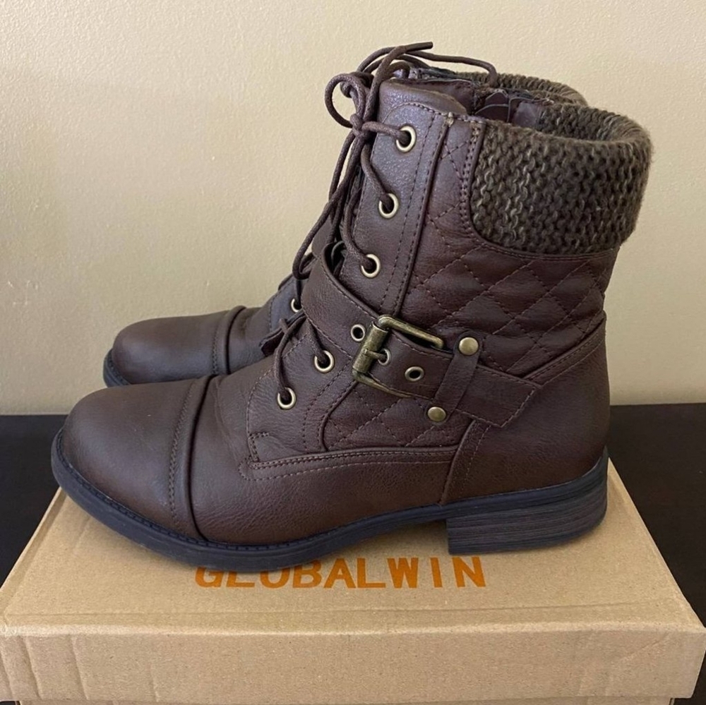 GLOBALWIN Ankle Boots for Women Combat Boots